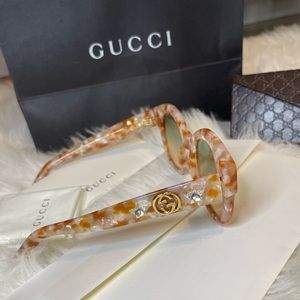 Gucci Urban Crystal Stars Sunglasses In Iridescent Orange/Brown